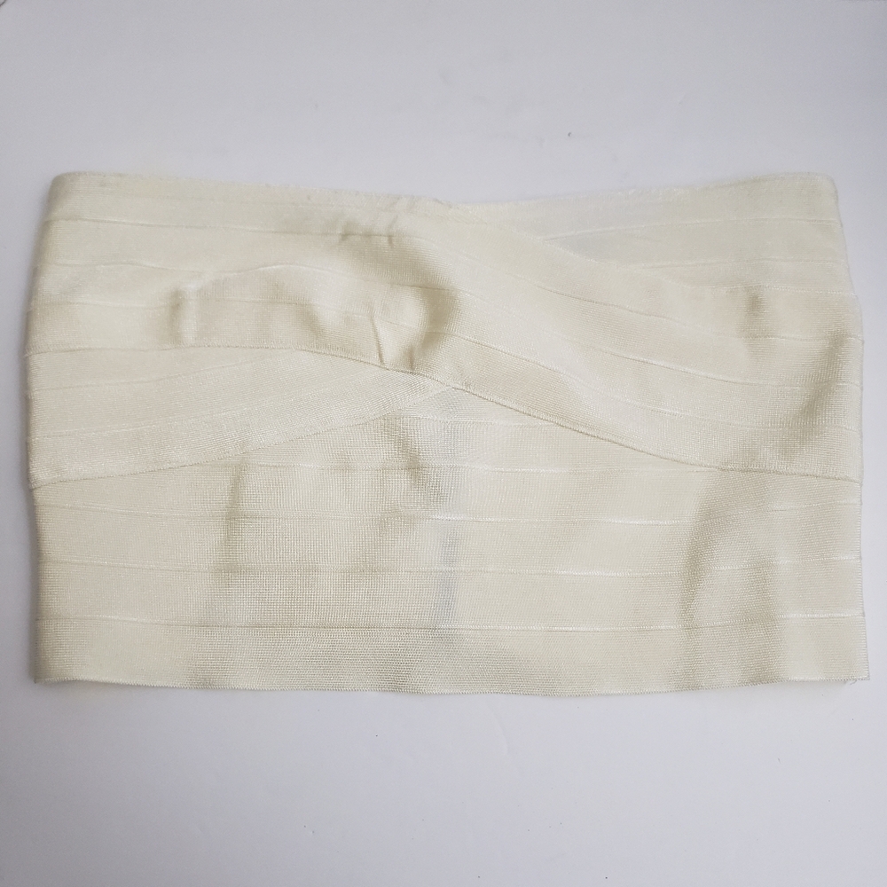 Large ANGL Cream Bandage Strapless Bandeau Top